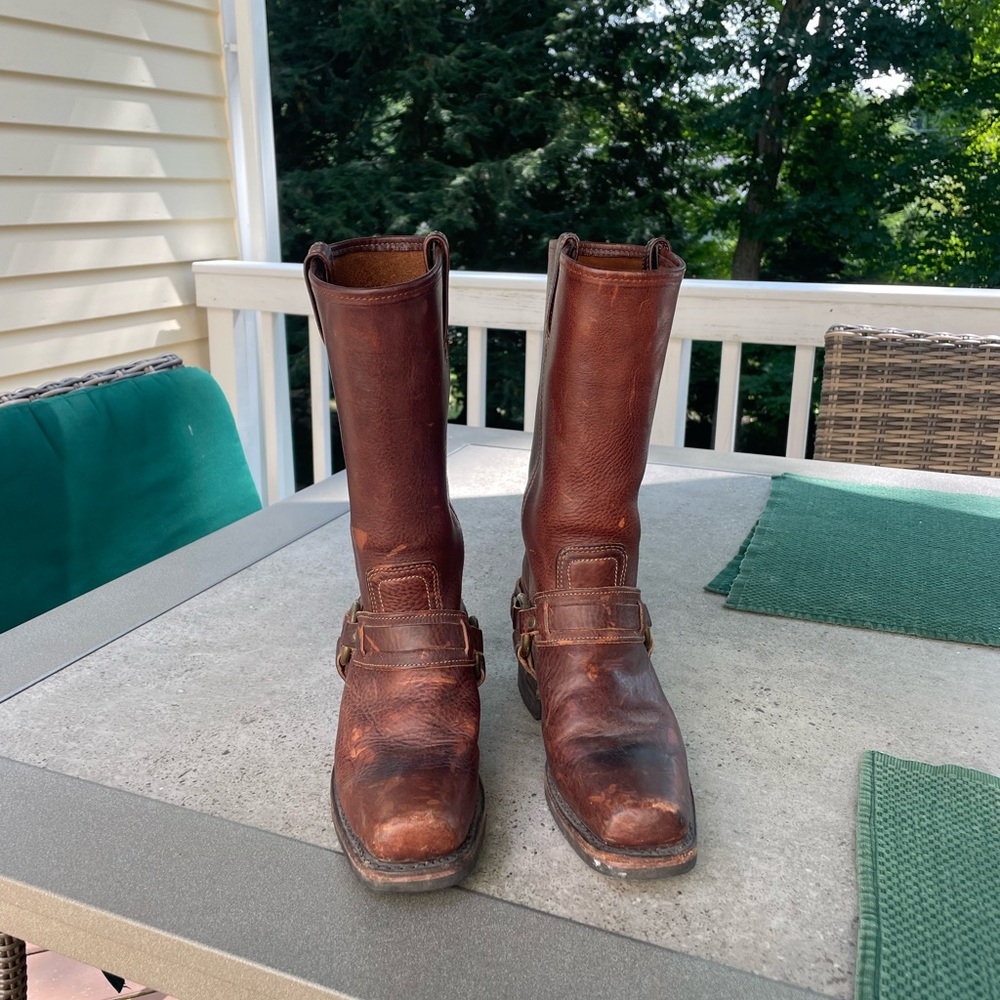 Frye Harness Boots, Brown Leather, 7.5